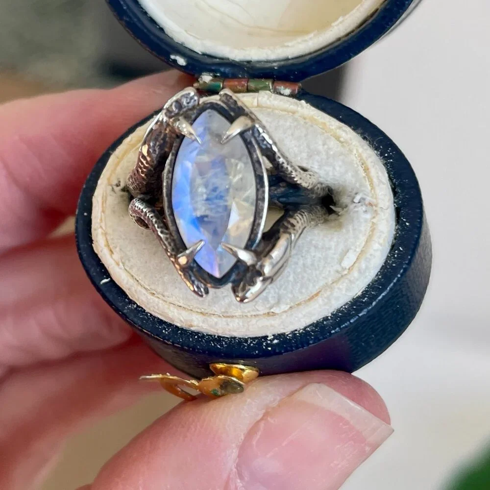 rainbow moonstone medusa devotion ring sz 4.75 - Picture 3 of 9